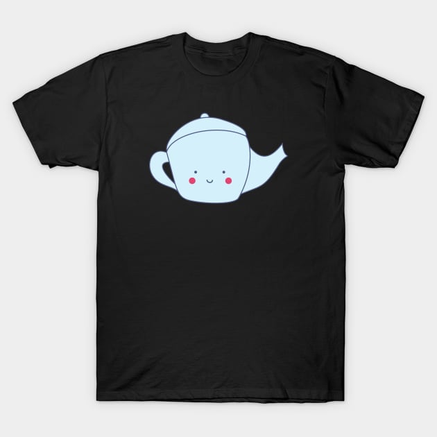 Blue Kawaii Teapot T-Shirt by designminds1